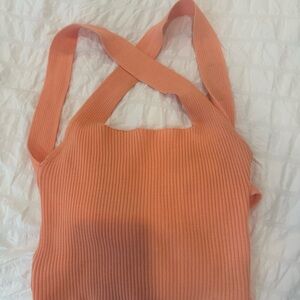 Coral Ribbed Knit Tank Top